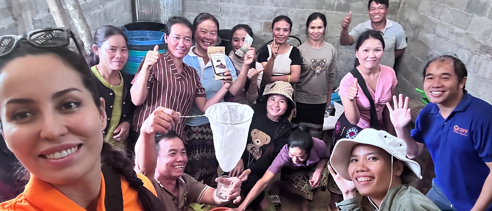 PHOTO: Zainab (left) with CARE colleagues and Women's Empowerment and Climate Resilience (WECR) project participants during a coffee farm visit in Phongsaly.